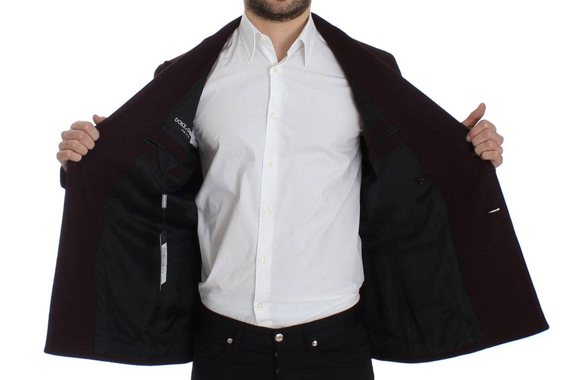 Bordeauxfarbener doppelreihiger Wollblazer
