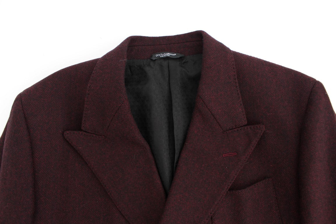 Bordeauxfarbener doppelreihiger Wollblazer