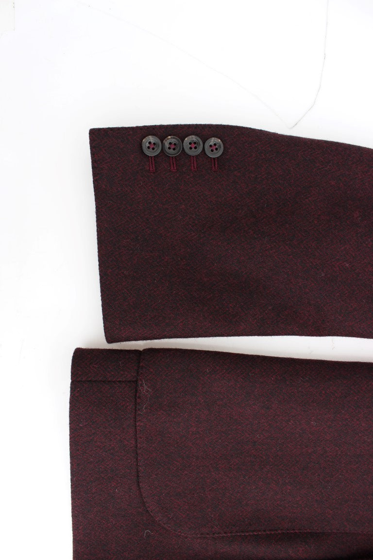 Bordeauxfarbener doppelreihiger Wollblazer