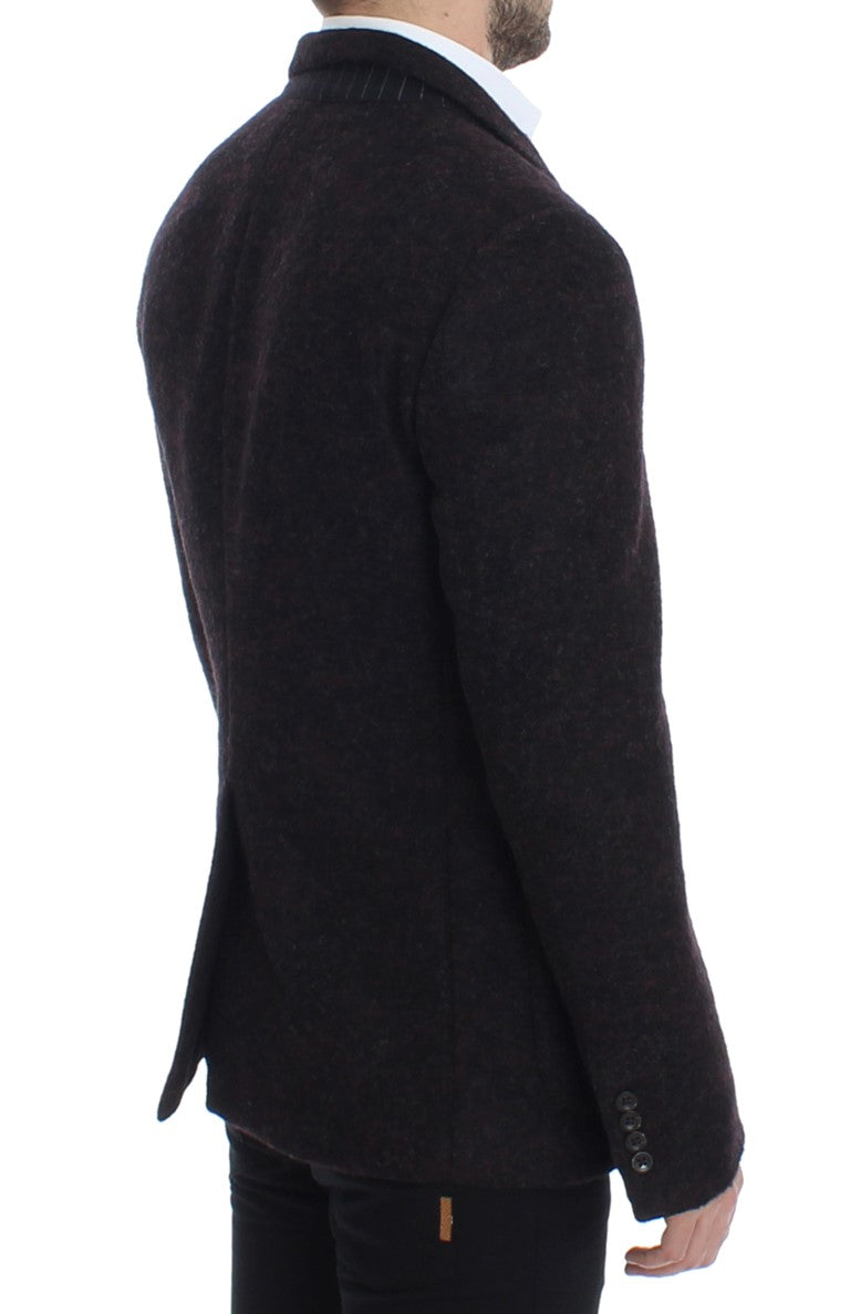 Bordeaux alpaga Zwei-Knopf-Blazer