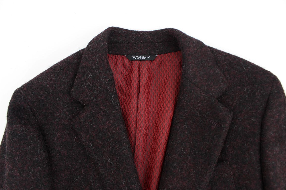 Bordeaux alpaga Zwei-Knopf-Blazer
