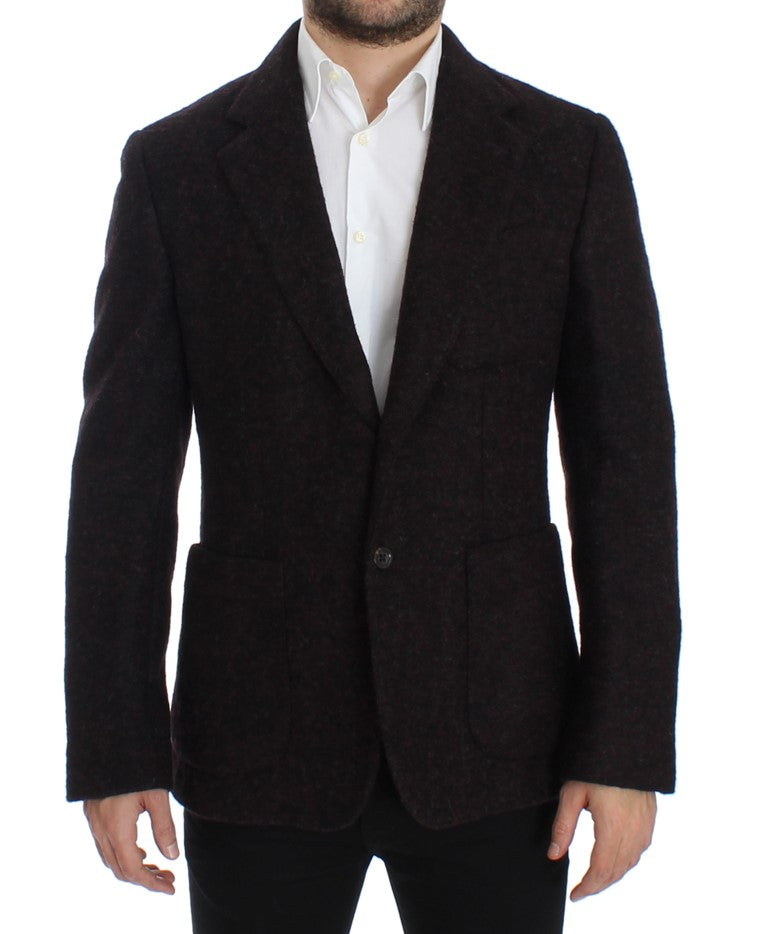 Bordeaux alpaga Zwei-Knopf-Blazer