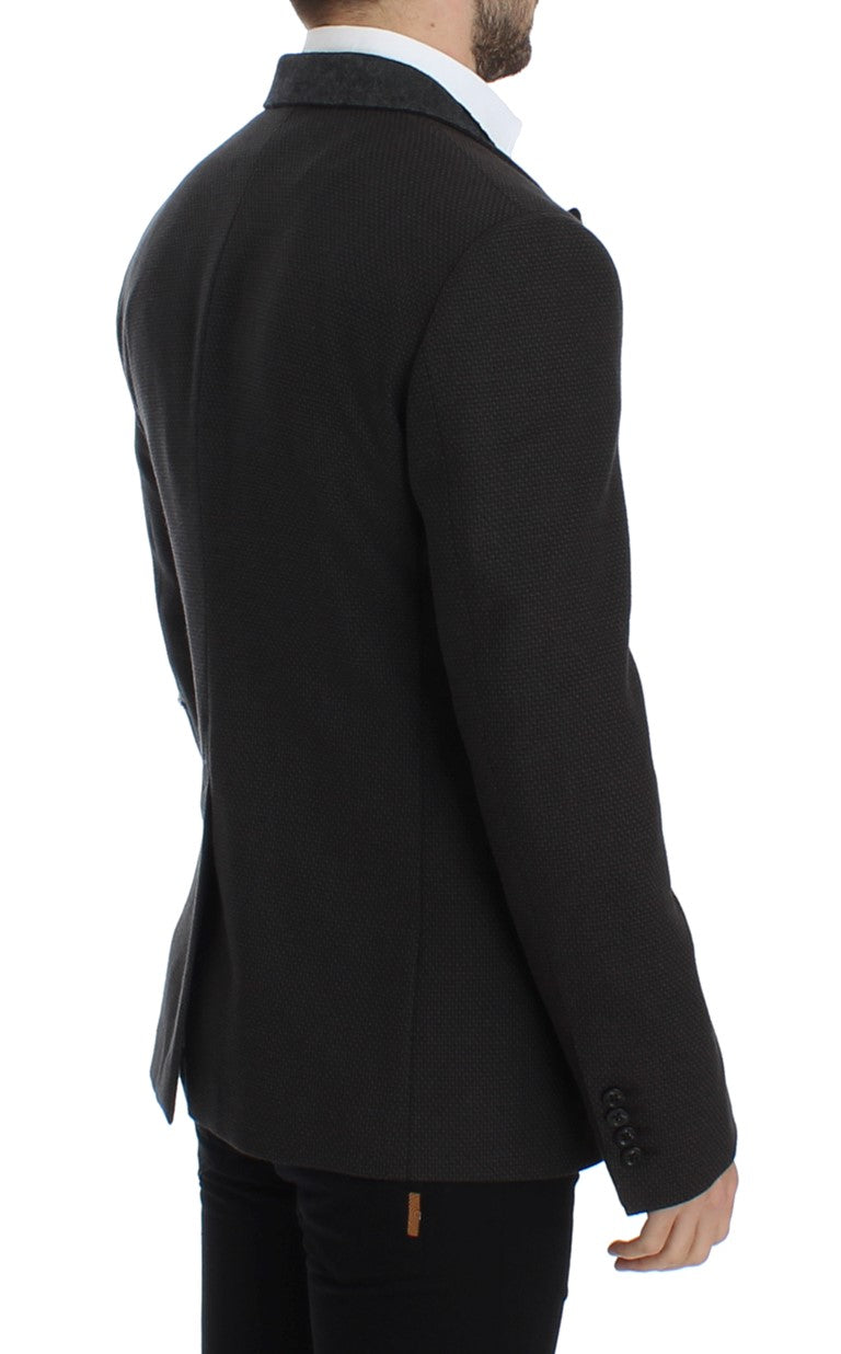 Brauner schmal geschnittener Wollblazer