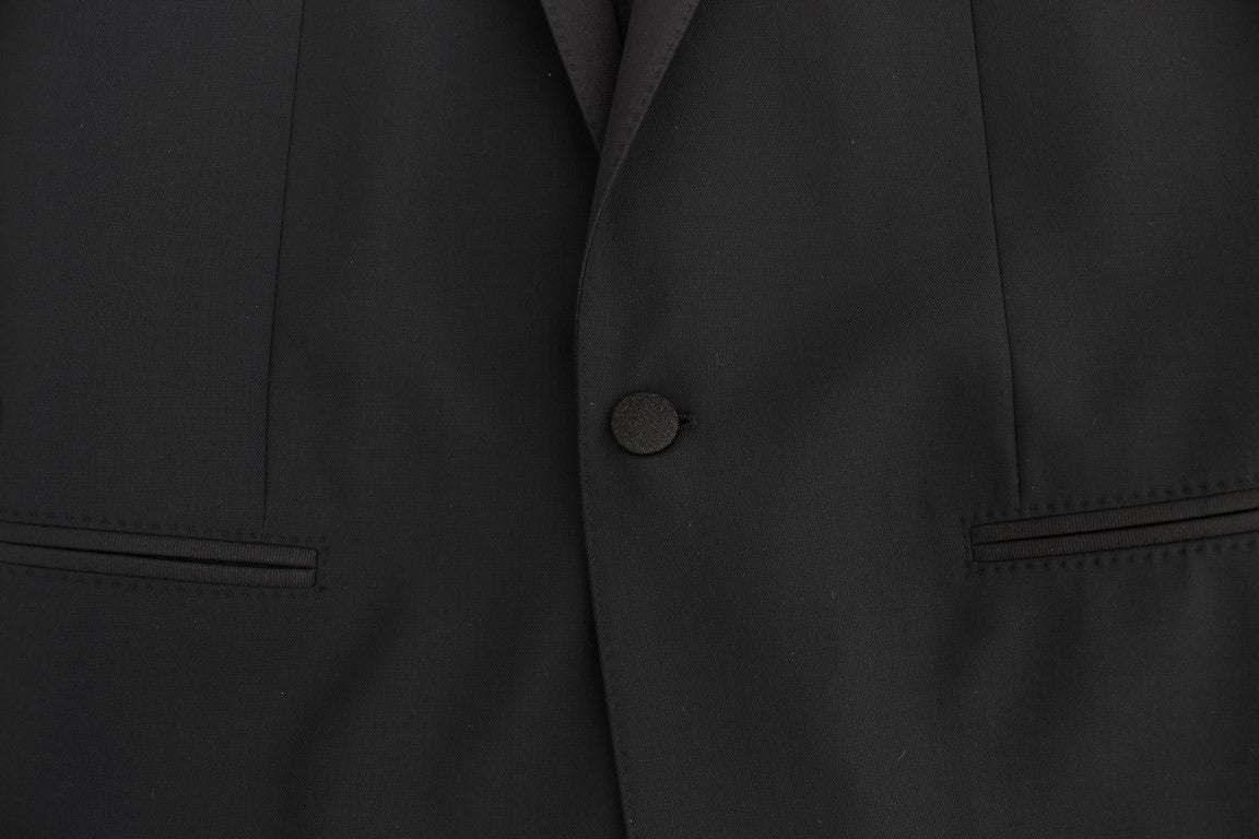 Schwarzer Stretch-Blazer aus Wolle in schmaler Passform