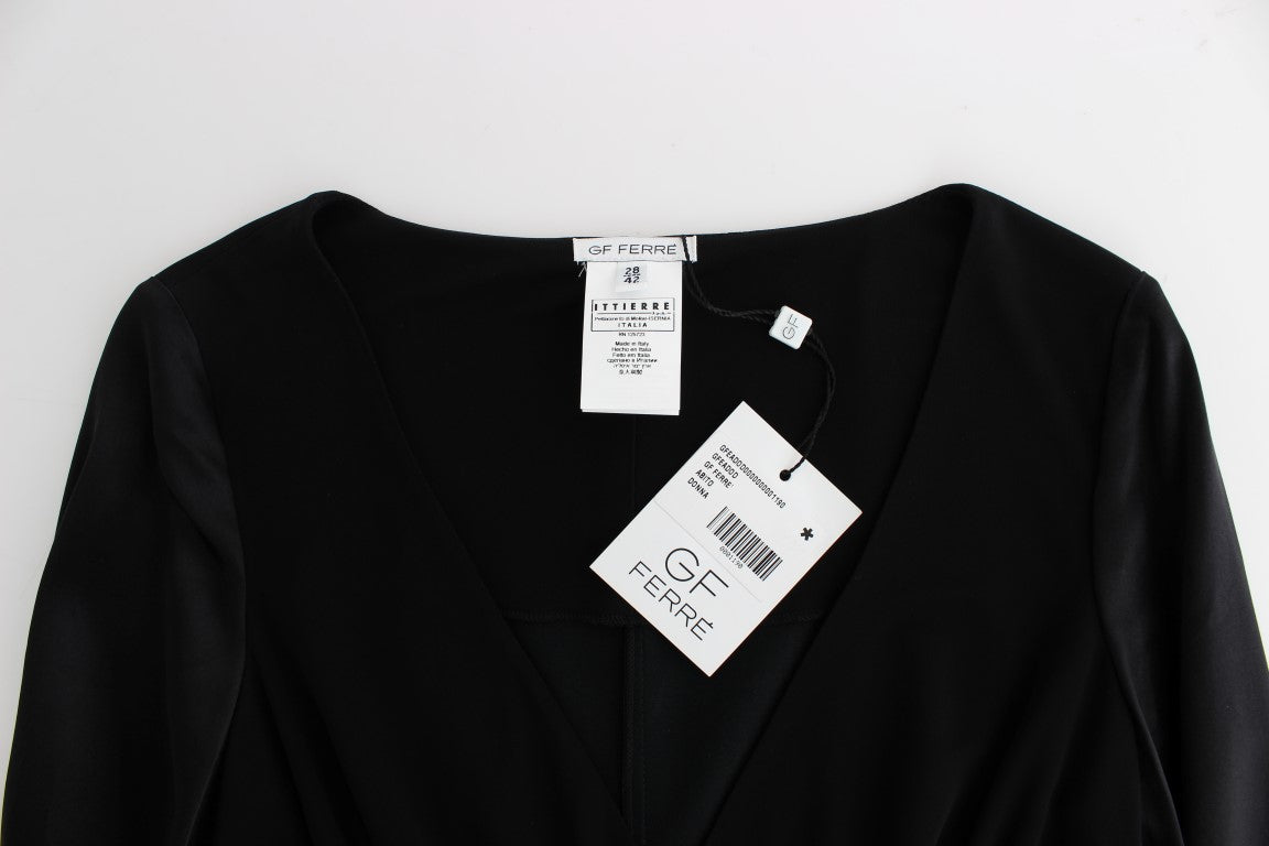 Schwarzes langärmeliges Wiggle-Bleistiftkleid