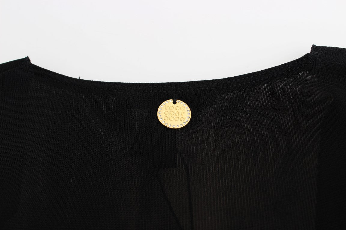 Schwarzes verschönertes Jersey-Mini-Etuikleid kurz