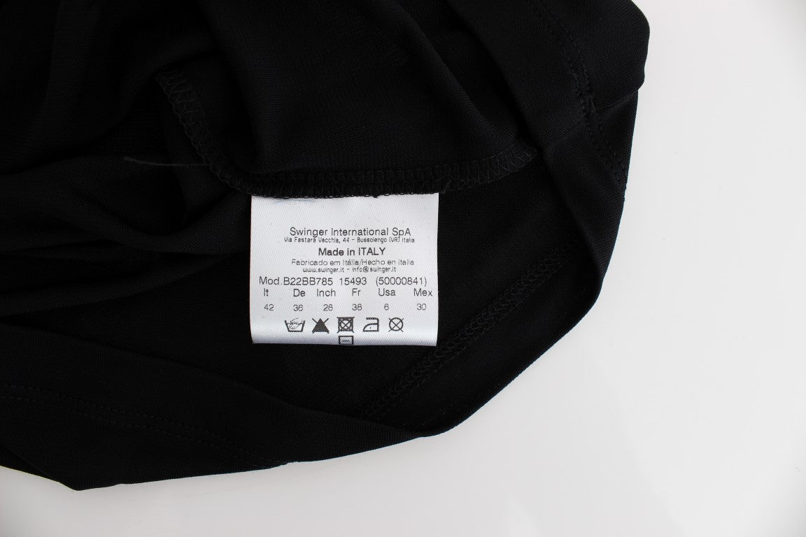 Schwarzes verschönertes Jersey-Mini-Etuikleid kurz