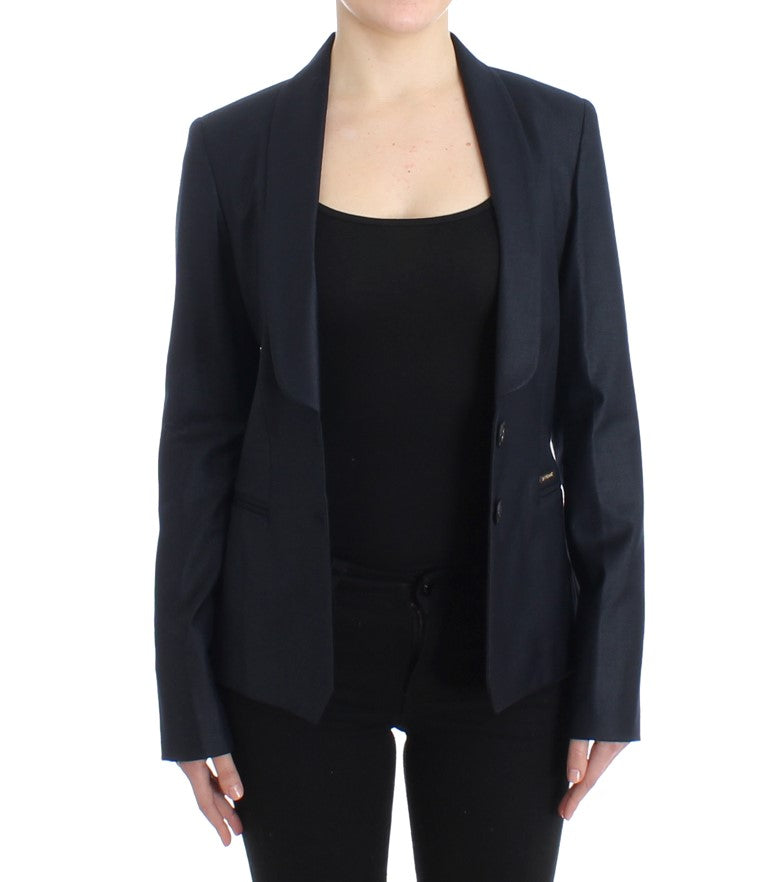 Schwarzer Anzug Reverskragen Blazer Jacke