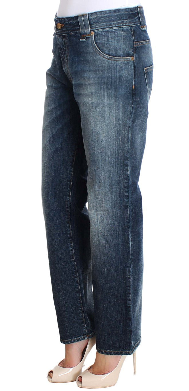 Blaue Waschung Relaxed Fit Cotton Stretch Denim Jeans