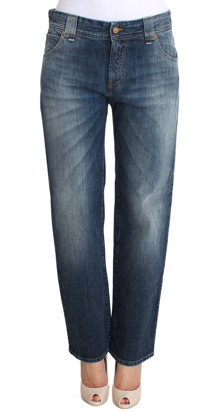 Blaue Waschung Relaxed Fit Cotton Stretch Denim Jeans