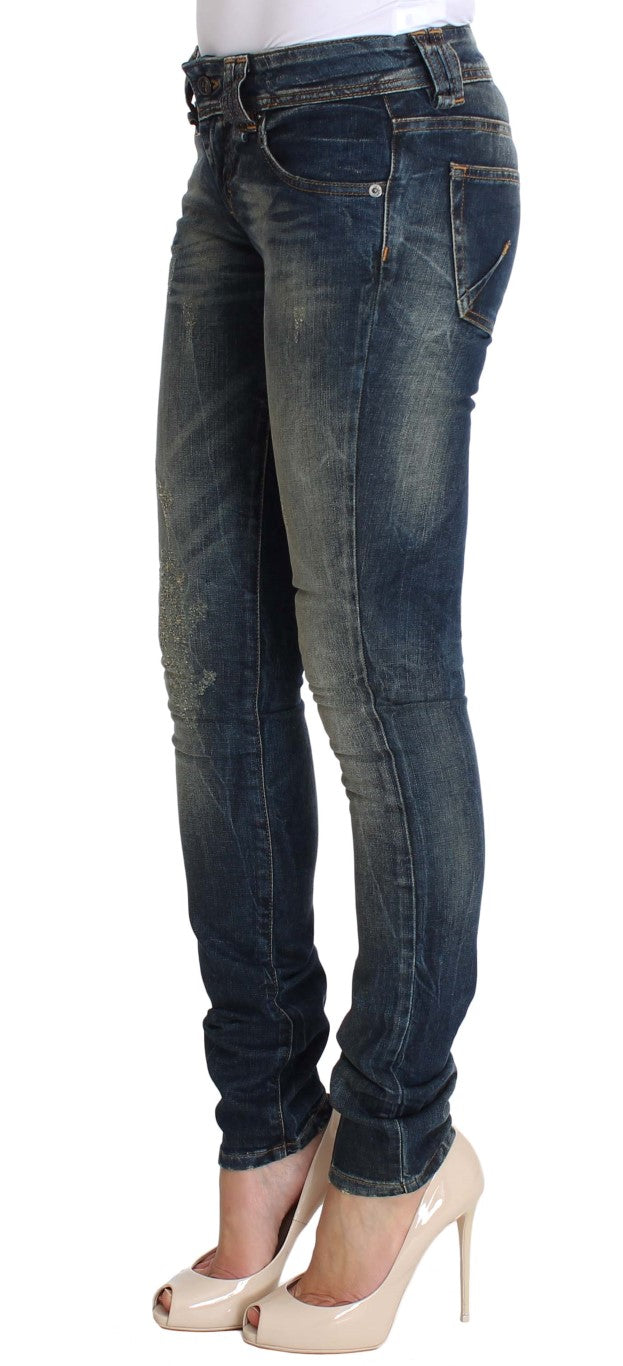 Blaue Waschung Skinny Low Cotton Stretch Denim Jeans
