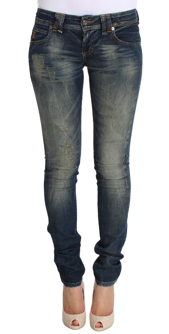Blaue Waschung Skinny Low Cotton Stretch Denim Jeans