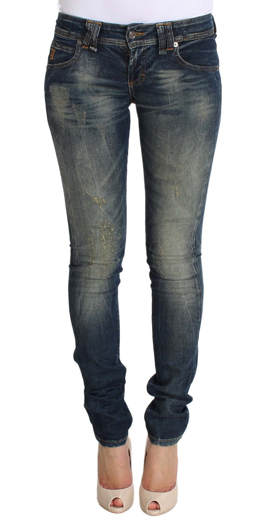 Blaue Waschung Skinny Low Cotton Stretch Denim Jeans