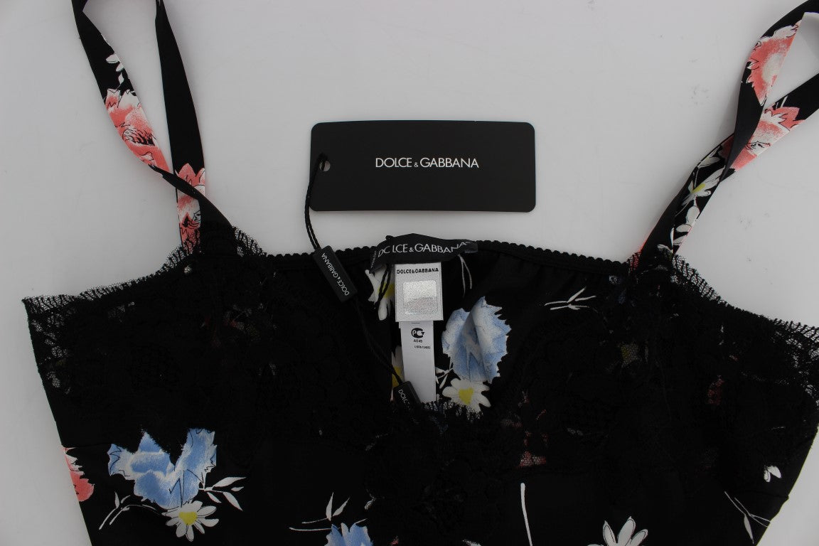 Schwarzes Seiden-Spitzen-Chemise-Dessous-Top