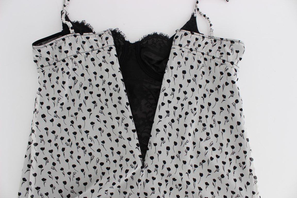 Schwarzes Seiden-Spitzen-Babydoll-Dessous-Top