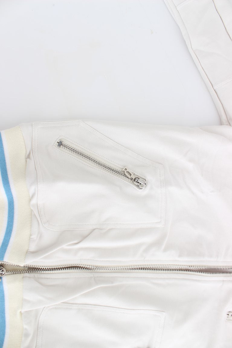 Weißer Mock Zip Cardigan Pullover Pullover