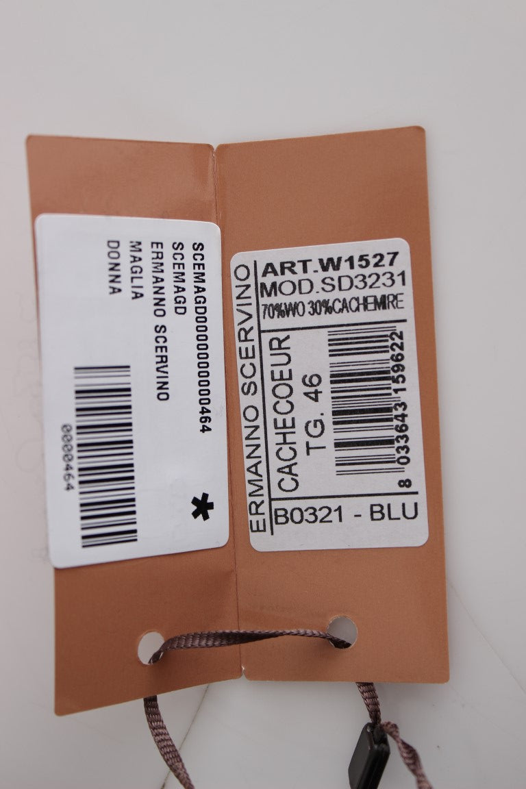 Blauer Kaschmir-Kardigan-Pullover