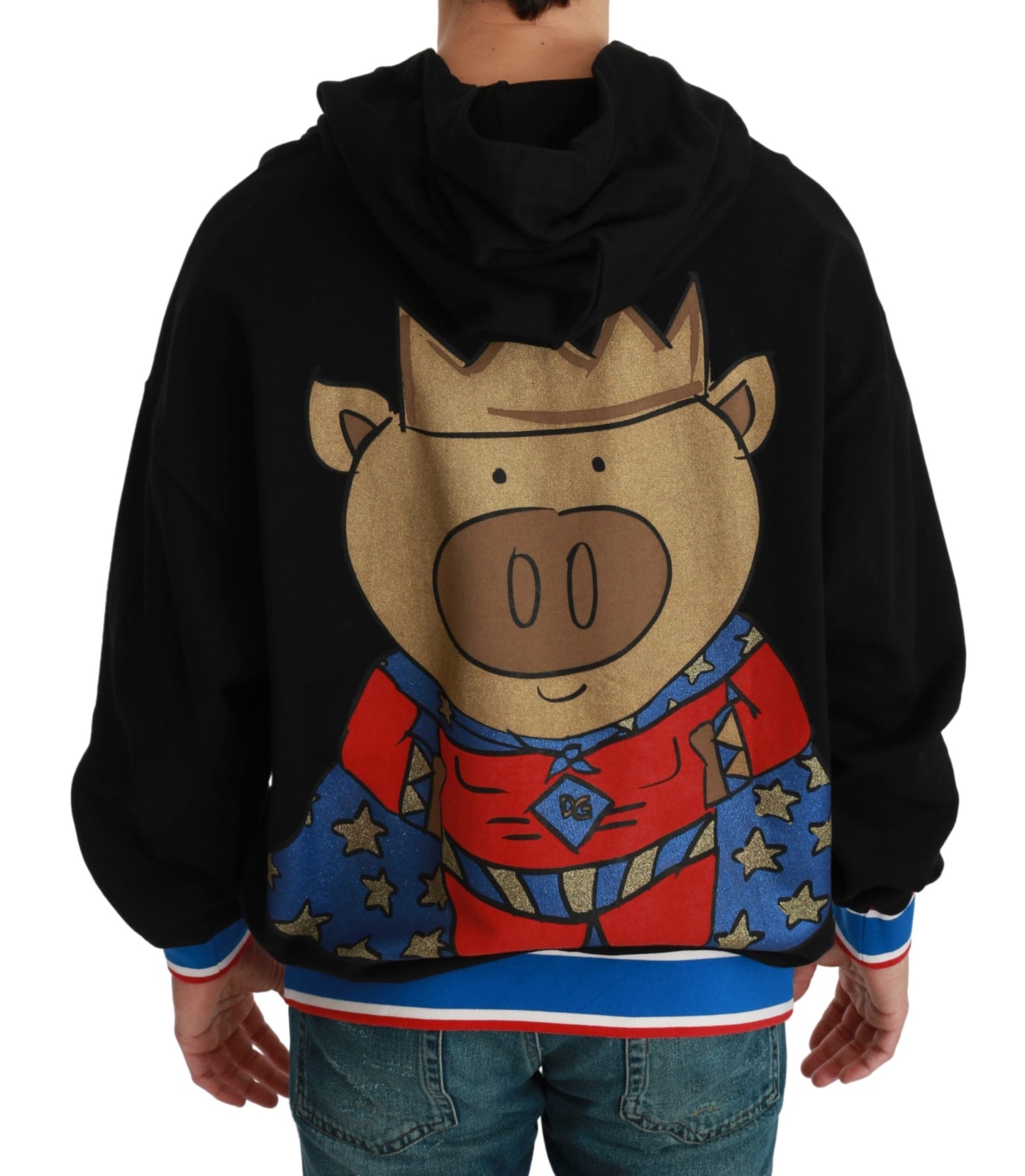 Schwarzer Pullover Schwein des Jahres mit Kapuze