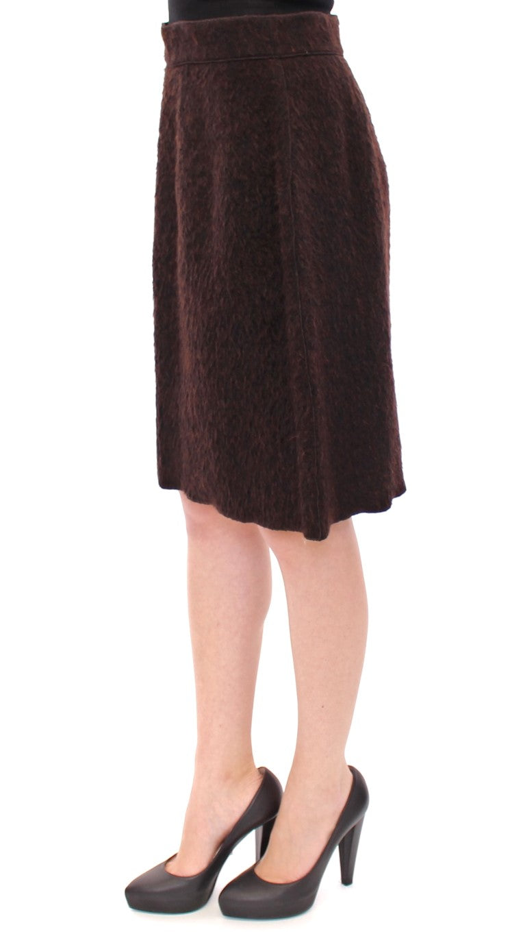 Brauner Pelzrock über dem Knie mit Reißverschluss