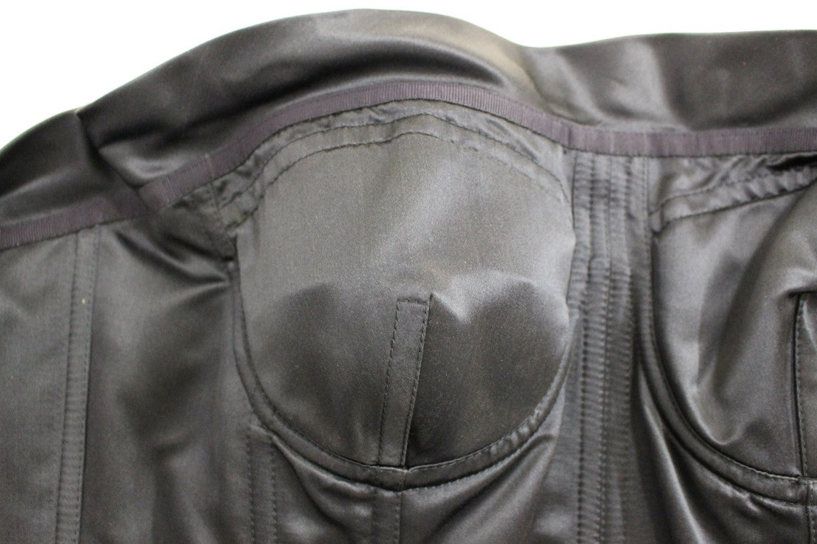 Blaues trägerloses Korsett-Top aus 100% Seide