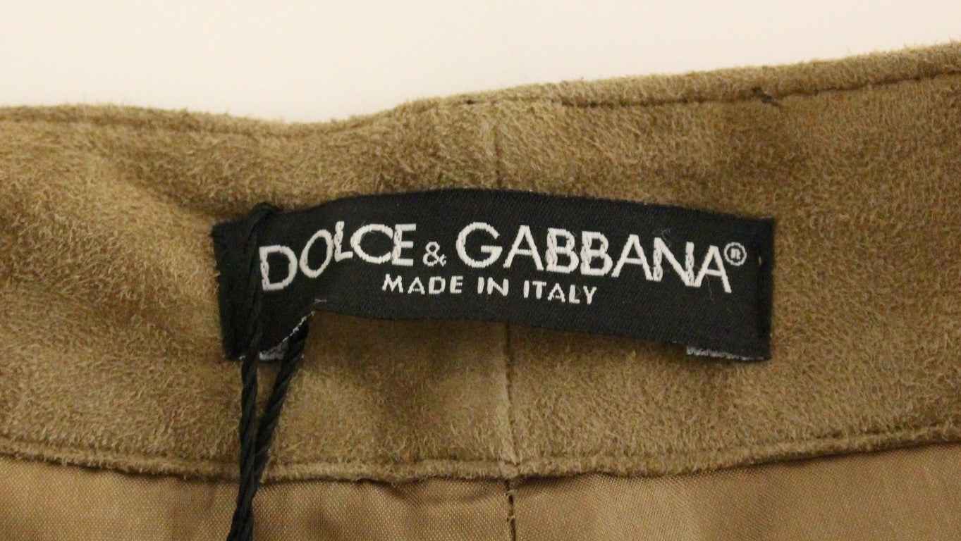 Braune Slim Fit-Hose aus Ziegenleder