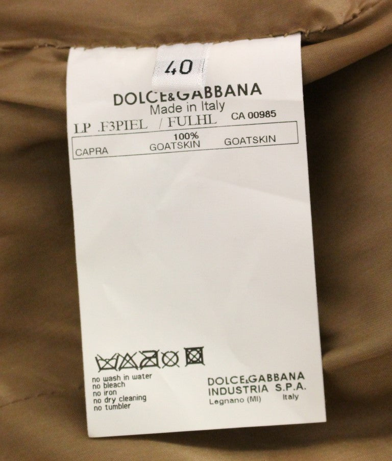 Braune Slim Fit-Hose aus Ziegenleder