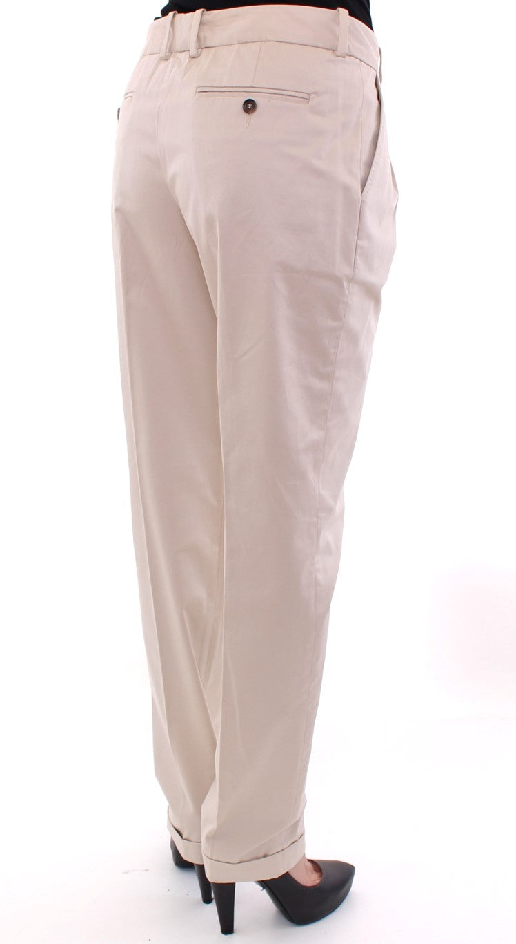 Beigefarbene Baumwoll-Chino-Hose