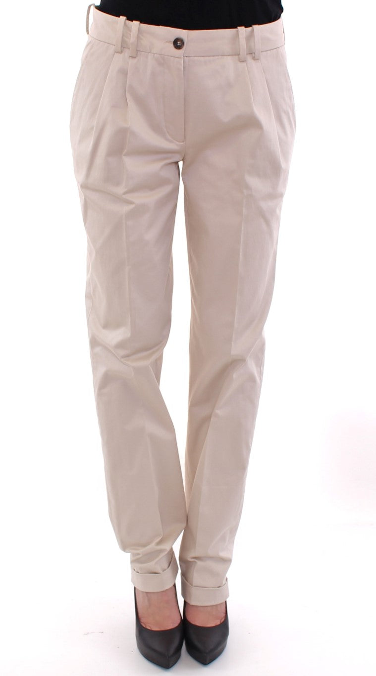Beigefarbene Baumwoll-Chino-Hose