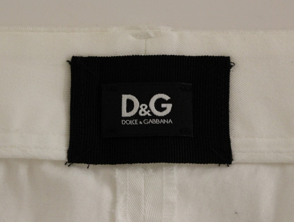 Weiße Cropped Cargo-Hose aus Baumwolle