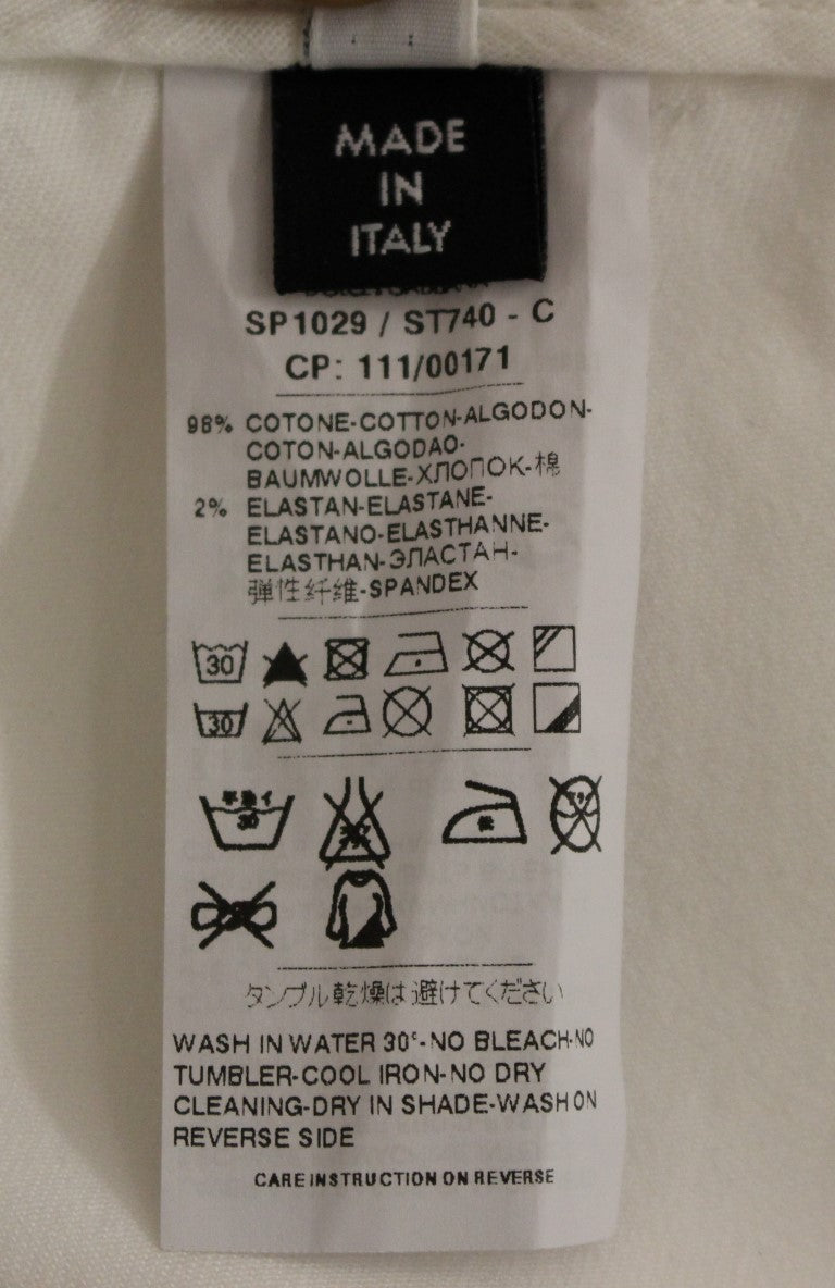 Weiße Cropped Cargo-Hose aus Baumwolle