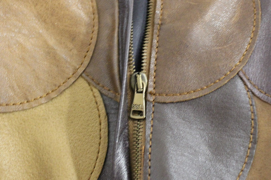 Brauner gerader Rock aus Patchwork-Leder