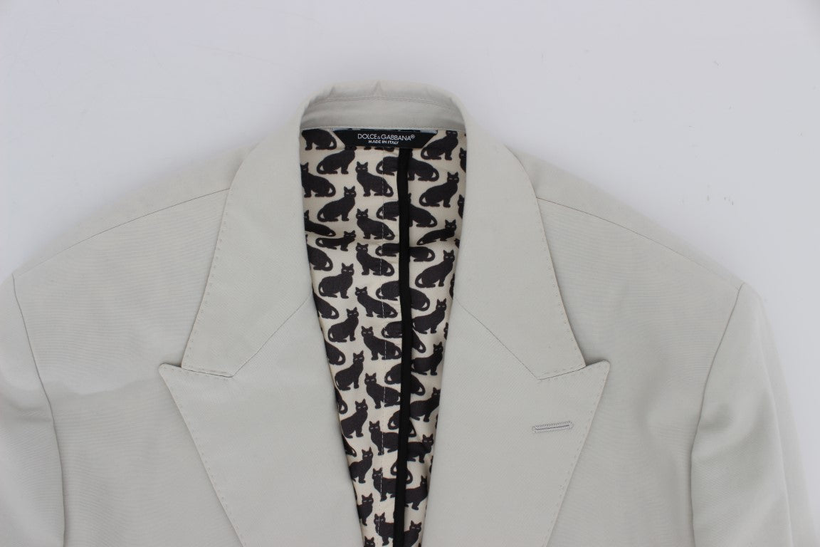 Weiße Baumwoll-Stretch-Blazer-Jacke