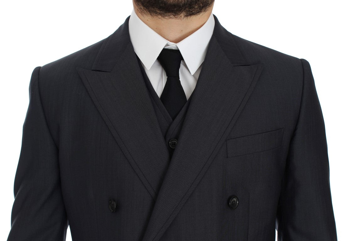 Blauer Slim Fit Blazer aus Wolle und Seide