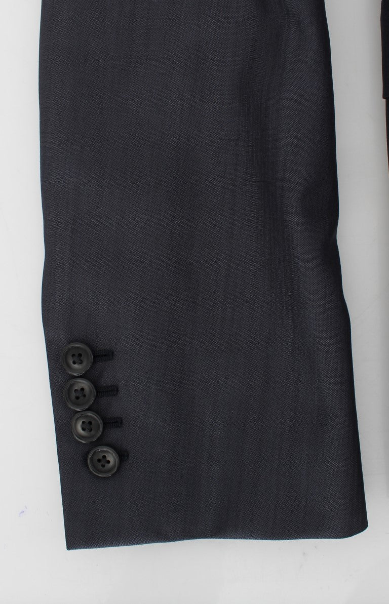 Blauer Slim Fit Blazer aus Wolle und Seide