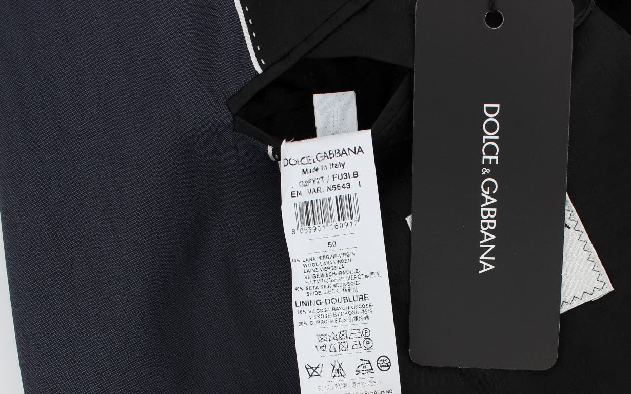 Blauer Slim Fit Blazer aus Wolle und Seide