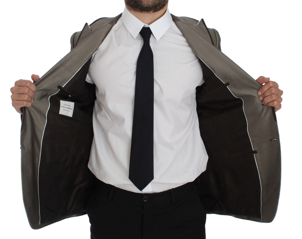 Brauner Slim Fit Seidenblazer mit zwei Knöpfen