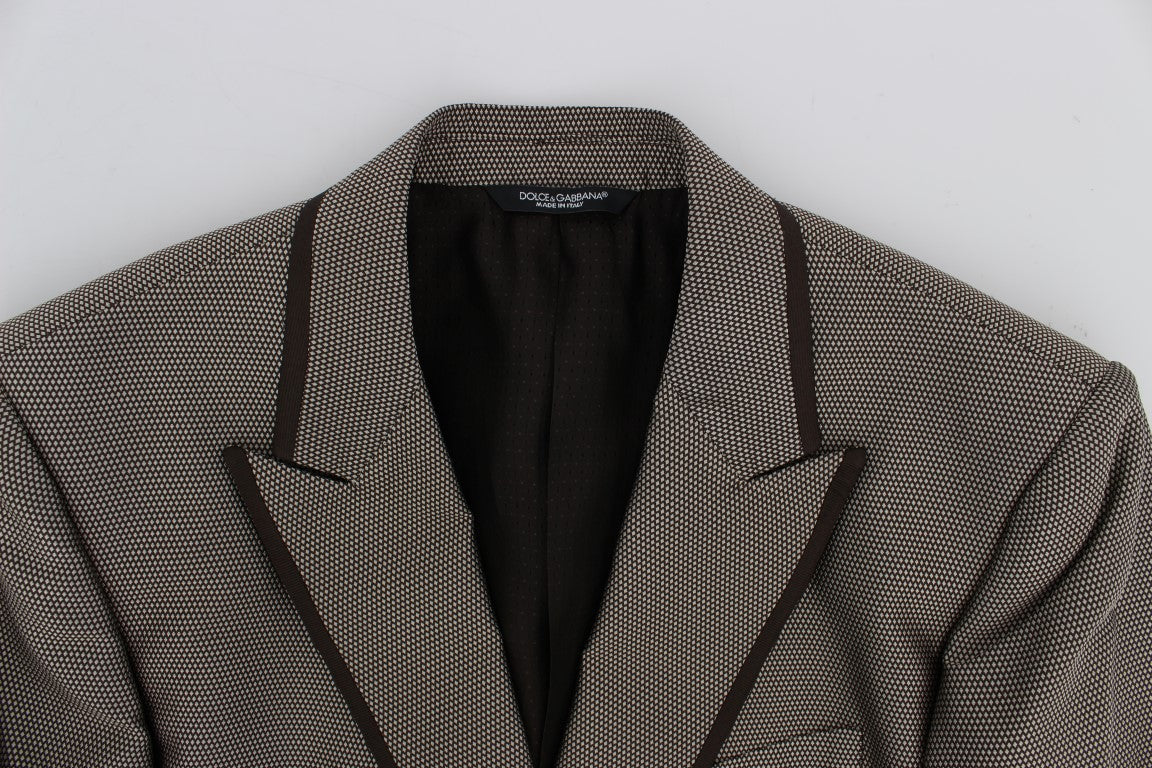 Brauner Slim Fit Seidenblazer mit zwei Knöpfen