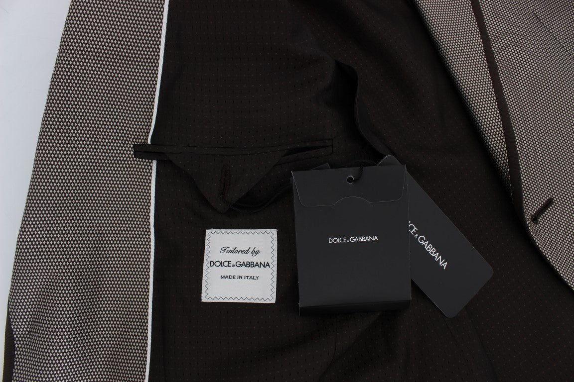 Brauner Slim Fit Seidenblazer mit zwei Knöpfen