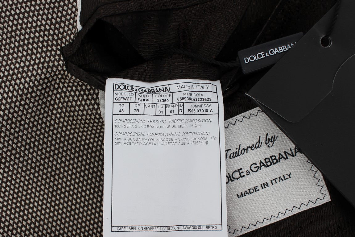 Brauner Slim Fit Seidenblazer mit zwei Knöpfen