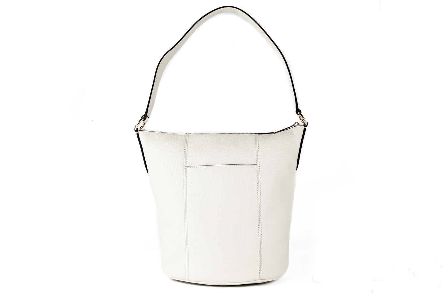 Brooke Medium Pebbled Leather Bucket Messenger Crossbody Handtasche (Light Cream)