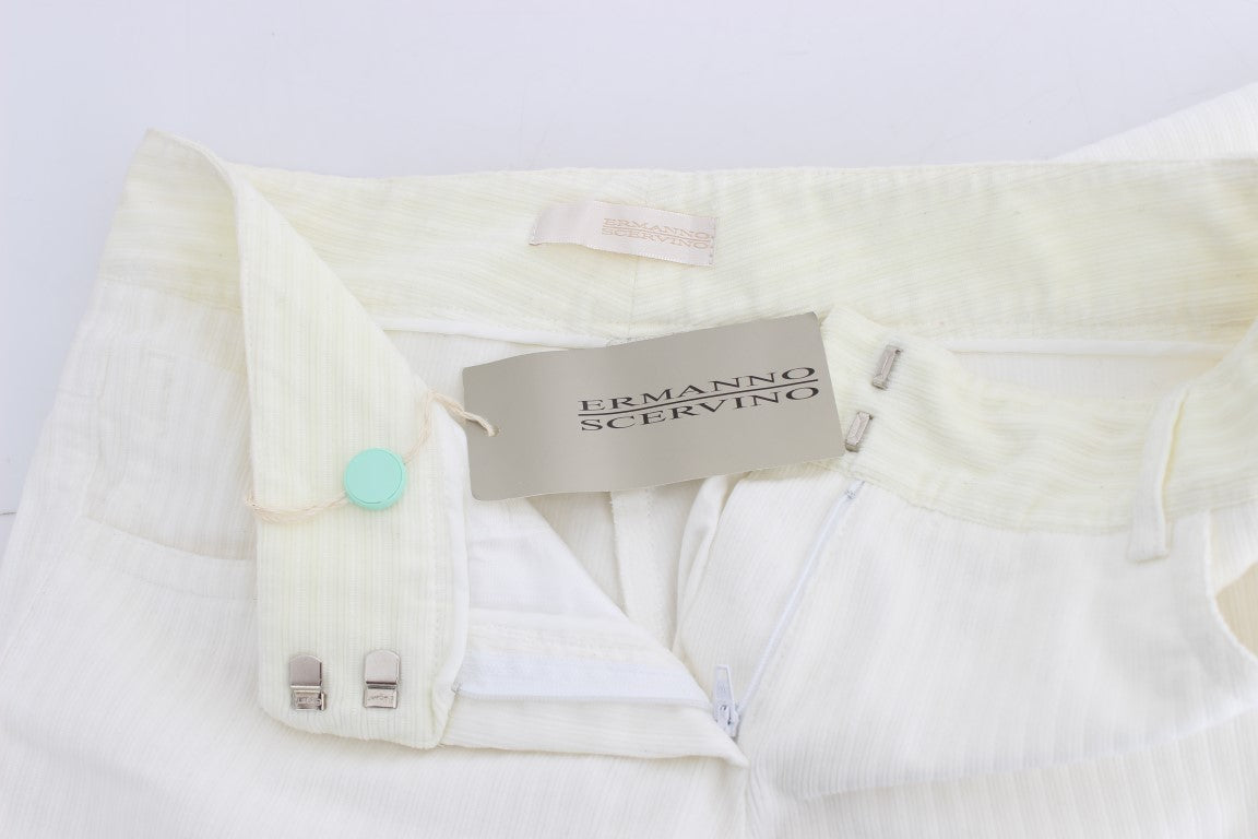 Weiß gestreifte Straight Fit-Hose