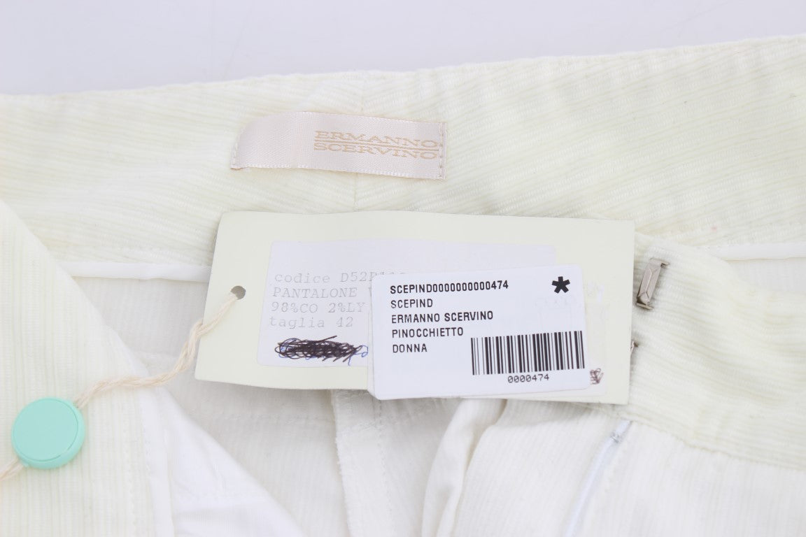 Weiß gestreifte Straight Fit-Hose