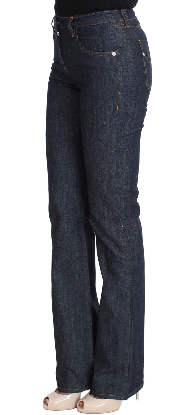 Blaue Baumwolle Denim Flare Boot Cut Jeans