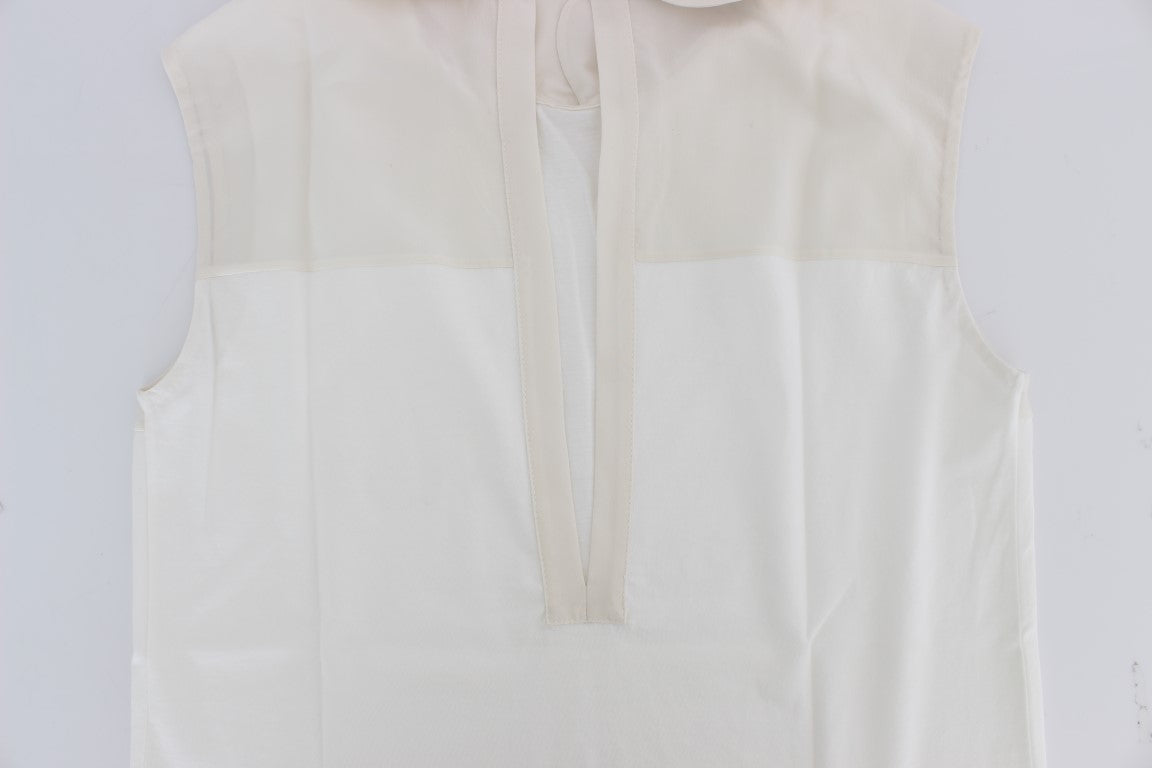 Weißes Tank-Top mit Baumwollkragen