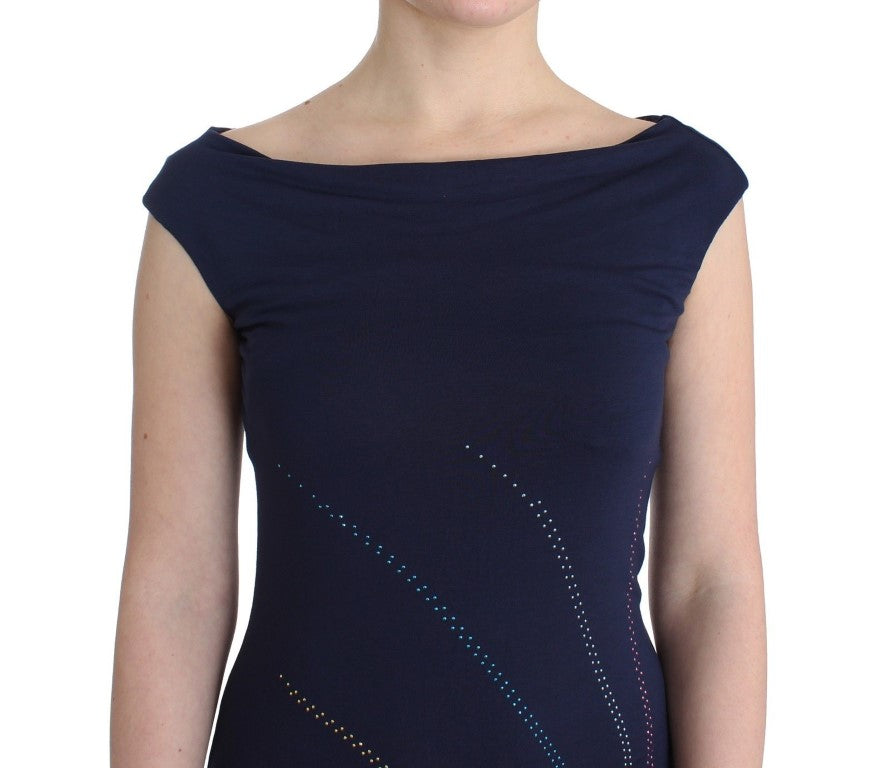 Blaues verschönertes Etuikleid