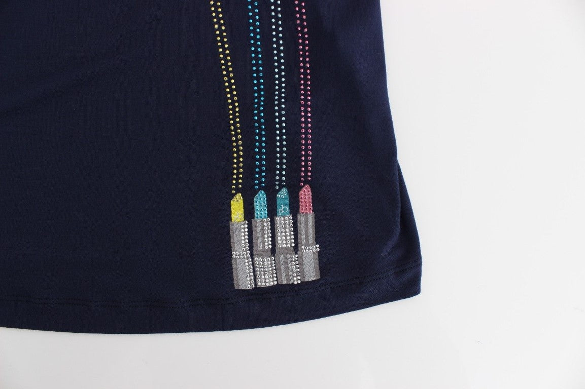 Blaues verschönertes Etuikleid