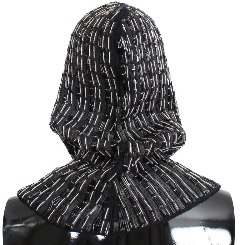 Schwarze Wollkristall-Laufsteg-Häkelhaube