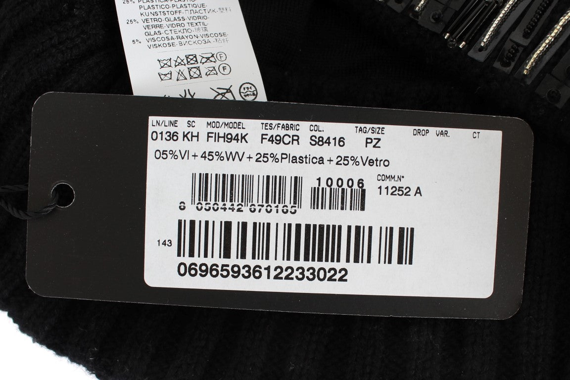 Schwarze Wollkristall-Laufsteg-Häkelhaube