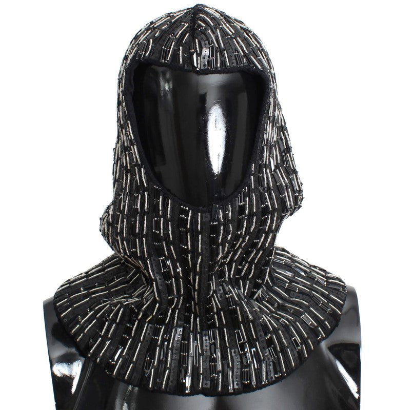 Schwarze Wollkristall-Laufsteg-Häkelhaube