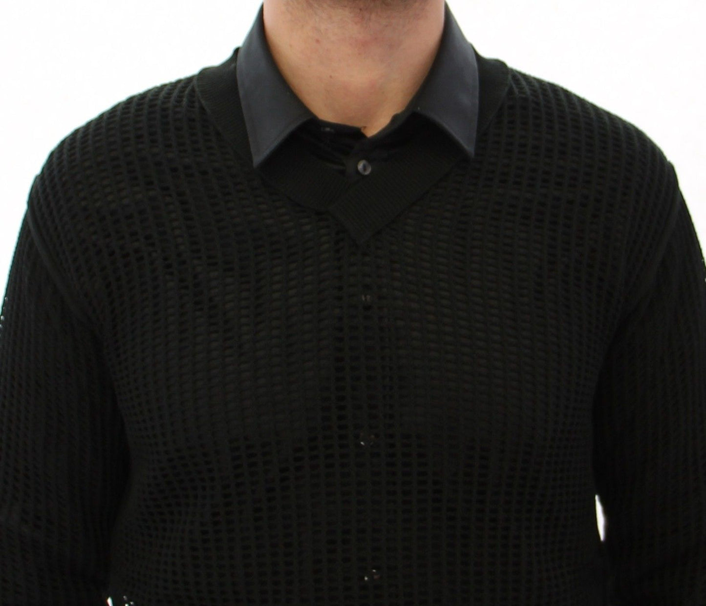 Dunkelgrüner Runway Netz Pullover Netzpullover